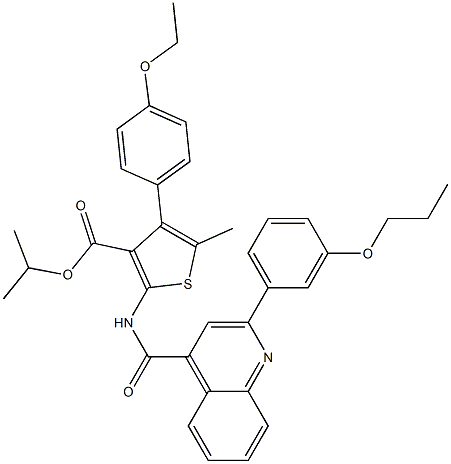 propan-2-yl 4-(4-ethoxyphenyl)-5-methyl-2-[[2-(3-propoxyphenyl)quinoline-4-carbonyl]amino]thiophene-3-carboxylate Struktur