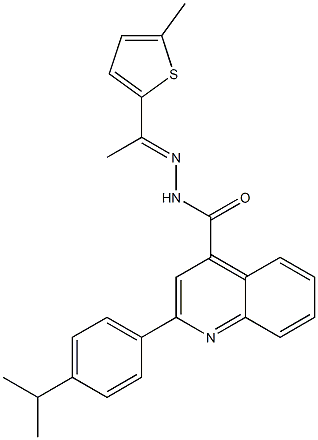 N-[(E)-1-(5-methylthiophen-2-yl)ethylideneamino]-2-(4-propan-2-ylphenyl)quinoline-4-carboxamide Struktur