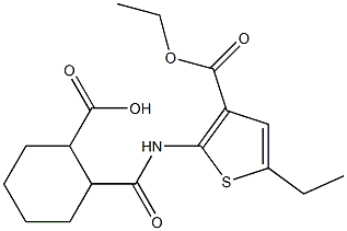 2-[(3-ethoxycarbonyl-5-ethylthiophen-2-yl)carbamoyl]cyclohexane-1-carboxylic acid Struktur