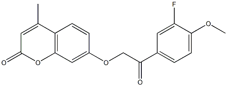 7-[2-(3-fluoro-4-methoxyphenyl)-2-oxoethoxy]-4-methylchromen-2-one Struktur