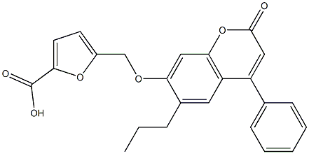 5-[(2-oxo-4-phenyl-6-propylchromen-7-yl)oxymethyl]furan-2-carboxylic acid Struktur