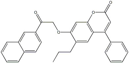 7-(2-naphthalen-2-yl-2-oxoethoxy)-4-phenyl-6-propylchromen-2-one Struktur