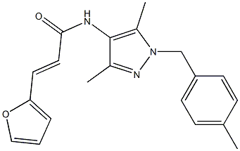 (E)-N-[3,5-dimethyl-1-[(4-methylphenyl)methyl]pyrazol-4-yl]-3-(furan-2-yl)prop-2-enamide Struktur