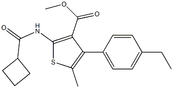 methyl 2-(cyclobutanecarbonylamino)-4-(4-ethylphenyl)-5-methylthiophene-3-carboxylate Struktur