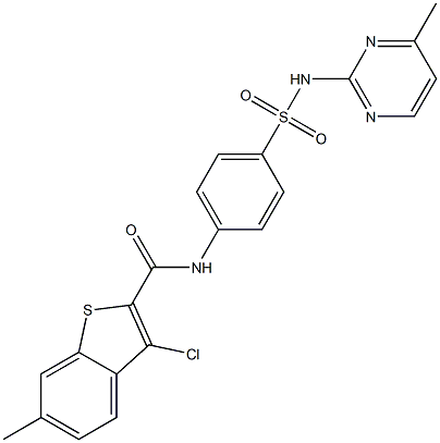 3-chloro-6-methyl-N-[4-[(4-methylpyrimidin-2-yl)sulfamoyl]phenyl]-1-benzothiophene-2-carboxamide Struktur