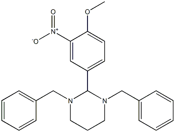 1,3-dibenzyl-2-(4-methoxy-3-nitrophenyl)-1,3-diazinane Struktur