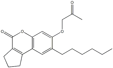 8-hexyl-7-(2-oxopropoxy)-2,3-dihydro-1H-cyclopenta[c]chromen-4-one Struktur