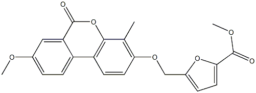 methyl 5-[(8-methoxy-4-methyl-6-oxobenzo[c]chromen-3-yl)oxymethyl]furan-2-carboxylate Struktur