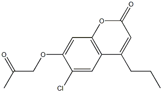 6-chloro-7-(2-oxopropoxy)-4-propylchromen-2-one Struktur