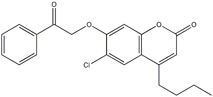 4-butyl-6-chloro-7-phenacyloxychromen-2-one Struktur