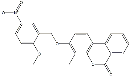 3-[(2-methoxy-5-nitrophenyl)methoxy]-4-methylbenzo[c]chromen-6-one Struktur