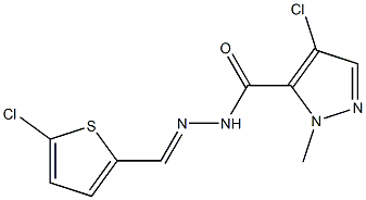 4-chloro-N-[(E)-(5-chlorothiophen-2-yl)methylideneamino]-2-methylpyrazole-3-carboxamide Struktur