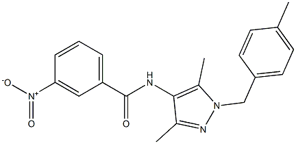 N-[3,5-dimethyl-1-[(4-methylphenyl)methyl]pyrazol-4-yl]-3-nitrobenzamide Struktur