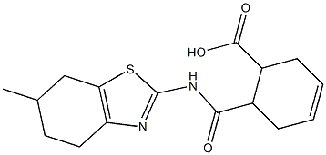 6-[(6-methyl-4,5,6,7-tetrahydro-1,3-benzothiazol-2-yl)carbamoyl]cyclohex-3-ene-1-carboxylic acid Struktur