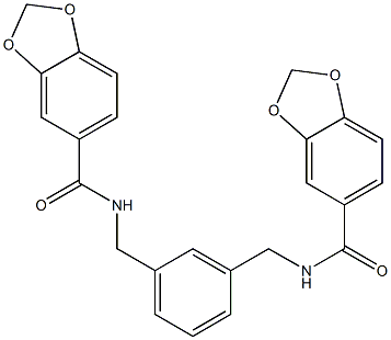 N-[[3-[(1,3-benzodioxole-5-carbonylamino)methyl]phenyl]methyl]-1,3-benzodioxole-5-carboxamide Struktur