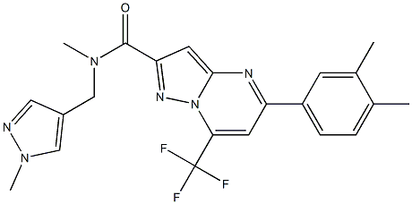 5-(3,4-dimethylphenyl)-N-methyl-N-[(1-methylpyrazol-4-yl)methyl]-7-(trifluoromethyl)pyrazolo[1,5-a]pyrimidine-2-carboxamide Struktur