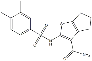 2-[(3,4-dimethylphenyl)sulfonylamino]-5,6-dihydro-4H-cyclopenta[b]thiophene-3-carboxamide Struktur