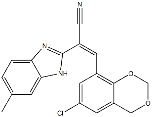 (E)-3-(6-chloro-4H-1,3-benzodioxin-8-yl)-2-(6-methyl-1H-benzimidazol-2-yl)prop-2-enenitrile Struktur