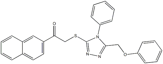 1-naphthalen-2-yl-2-[[5-(phenoxymethyl)-4-phenyl-1,2,4-triazol-3-yl]sulfanyl]ethanone Struktur