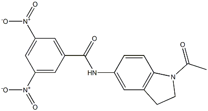 N-(1-acetyl-2,3-dihydroindol-5-yl)-3,5-dinitrobenzamide Struktur