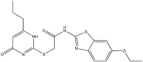 N-(6-ethoxy-1,3-benzothiazol-2-yl)-2-[(4-oxo-6-propyl-1H-pyrimidin-2-yl)sulfanyl]acetamide Struktur