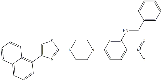 N-benzyl-5-[4-(4-naphthalen-1-yl-1,3-thiazol-2-yl)piperazin-1-yl]-2-nitroaniline Struktur