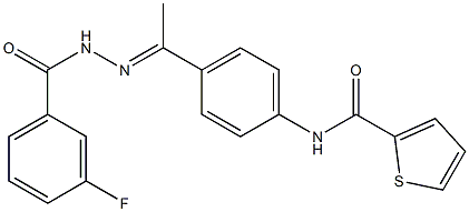 N-[4-[(E)-N-[(3-fluorobenzoyl)amino]-C-methylcarbonimidoyl]phenyl]thiophene-2-carboxamide Struktur