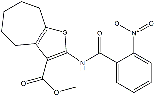 methyl 2-[(2-nitrobenzoyl)amino]-5,6,7,8-tetrahydro-4H-cyclohepta[b]thiophene-3-carboxylate Struktur