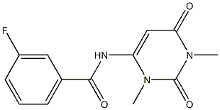 N-(1,3-dimethyl-2,6-dioxopyrimidin-4-yl)-3-fluorobenzamide Struktur