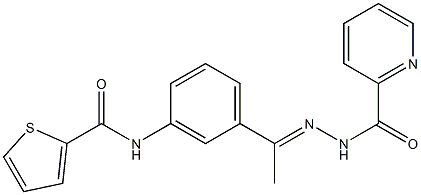 N-[(E)-1-[3-(thiophene-2-carbonylamino)phenyl]ethylideneamino]pyridine-2-carboxamide Struktur