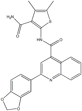 2-(1,3-benzodioxol-5-yl)-N-(3-carbamoyl-4,5-dimethylthiophen-2-yl)quinoline-4-carboxamide Struktur