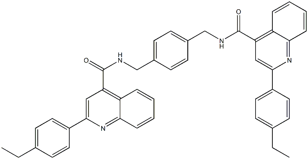 2-(4-ethylphenyl)-N-[[4-[[[2-(4-ethylphenyl)quinoline-4-carbonyl]amino]methyl]phenyl]methyl]quinoline-4-carboxamide Struktur