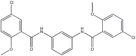 5-chloro-N-[3-[(5-chloro-2-methoxybenzoyl)amino]phenyl]-2-methoxybenzamide Struktur