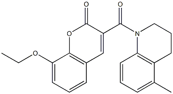 8-ethoxy-3-(5-methyl-3,4-dihydro-2H-quinoline-1-carbonyl)chromen-2-one Struktur