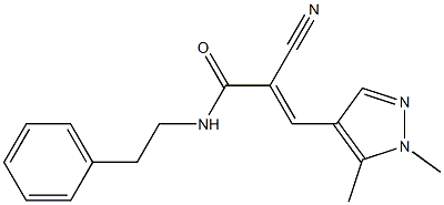 (E)-2-cyano-3-(1,5-dimethylpyrazol-4-yl)-N-(2-phenylethyl)prop-2-enamide Struktur