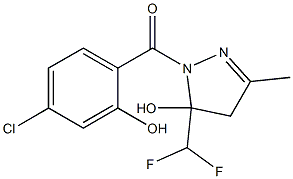 (4-chloro-2-hydroxyphenyl)-[5-(difluoromethyl)-5-hydroxy-3-methyl-4H-pyrazol-1-yl]methanone Struktur