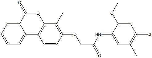 N-(4-chloro-2-methoxy-5-methylphenyl)-2-(4-methyl-6-oxobenzo[c]chromen-3-yl)oxyacetamide Struktur