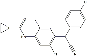 N-[5-chloro-4-[(4-chlorophenyl)-cyanomethyl]-2-methylphenyl]cyclopropanecarboxamide Struktur