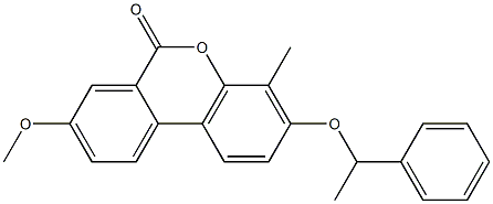 8-methoxy-4-methyl-3-(1-phenylethoxy)benzo[c]chromen-6-one Struktur