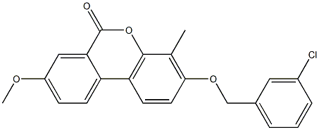 3-[(3-chlorophenyl)methoxy]-8-methoxy-4-methylbenzo[c]chromen-6-one Struktur