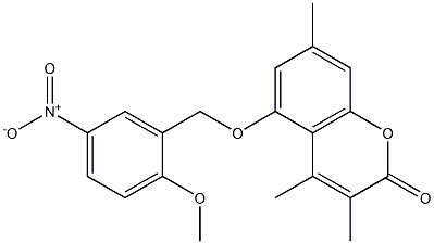 5-[(2-methoxy-5-nitrophenyl)methoxy]-3,4,7-trimethylchromen-2-one Struktur