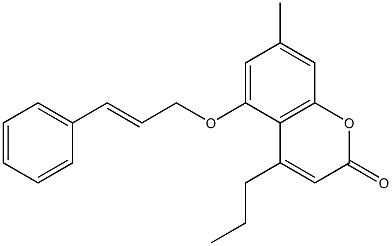 7-methyl-5-[(E)-3-phenylprop-2-enoxy]-4-propylchromen-2-one Struktur