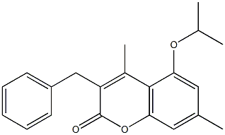 3-benzyl-4,7-dimethyl-5-propan-2-yloxychromen-2-one Struktur