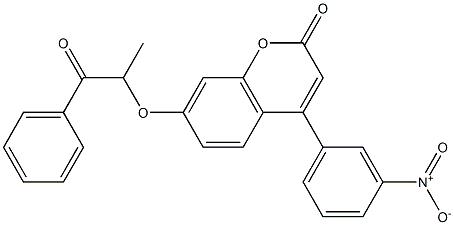 4-(3-nitrophenyl)-7-(1-oxo-1-phenylpropan-2-yl)oxychromen-2-one Struktur