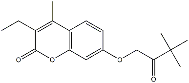 7-(3,3-dimethyl-2-oxobutoxy)-3-ethyl-4-methylchromen-2-one Struktur