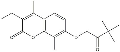 7-(3,3-dimethyl-2-oxobutoxy)-3-ethyl-4,8-dimethylchromen-2-one Struktur