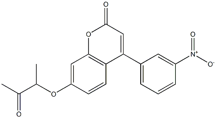 4-(3-nitrophenyl)-7-(3-oxobutan-2-yloxy)chromen-2-one Struktur