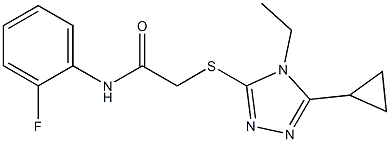 2-[(5-cyclopropyl-4-ethyl-1,2,4-triazol-3-yl)sulfanyl]-N-(2-fluorophenyl)acetamide Struktur