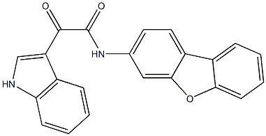 N-dibenzofuran-3-yl-2-(1H-indol-3-yl)-2-oxoacetamide Struktur