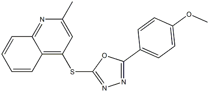 2-(4-methoxyphenyl)-5-(2-methylquinolin-4-yl)sulfanyl-1,3,4-oxadiazole Struktur